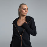 Valour Active Breathe Out Zip Longline Hoodie - Black