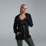 Valour Active Breathe Out Zip Longline Hoodie - Black